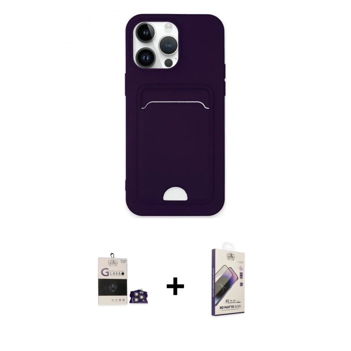 MARSİLYAN™- iPhone 14 Pro Max Kılıf Vadi Çizgi Prime - Siyah Bilvis 3D Mat Cam Ekran Koruyucu + Bilvis Titan Kamera Lens - GS