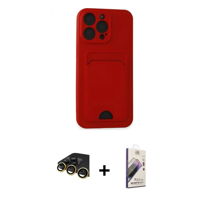 MARSİLYAN™- iPhone 14 Pro Max Kılıf Vadi Çizgi Prime - Siyah Bilvis 3D Mat Cam Ekran Koruyucu + Raze Metal Kamera Lens - GD