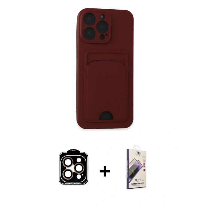 MARSİLYAN™- iPhone 14 Pro Max Kılıf Vadi Çizgi Prime - Siyah Bilvis 3D Mat Cam Ekran Koruyucu + PVD Metal Kamera Lens - TU