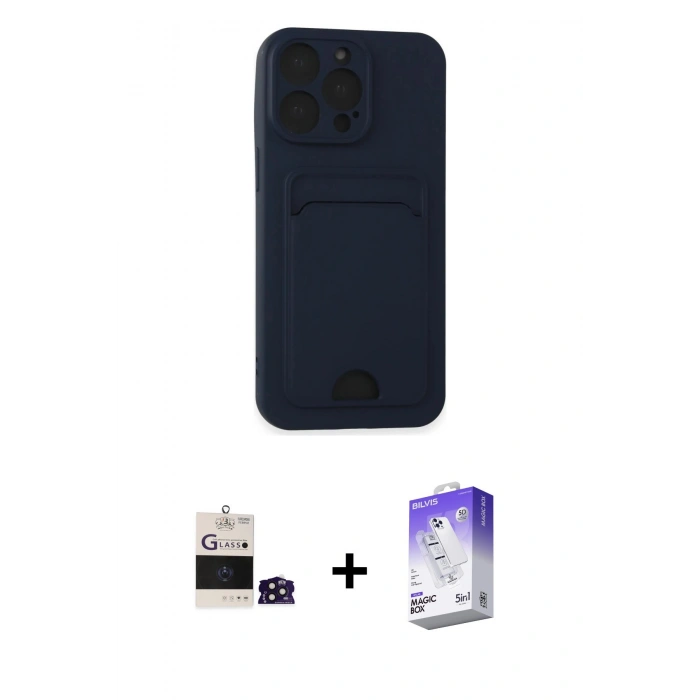 MARSİLYAN™- iPhone 14 Pro Max Kılıf Vadi Çizgi Prime - Siyah Bilvis 5in1 3D Magic Cam Ekran Koruyucu + Bilvis Titan Kamera Lens - DNMR