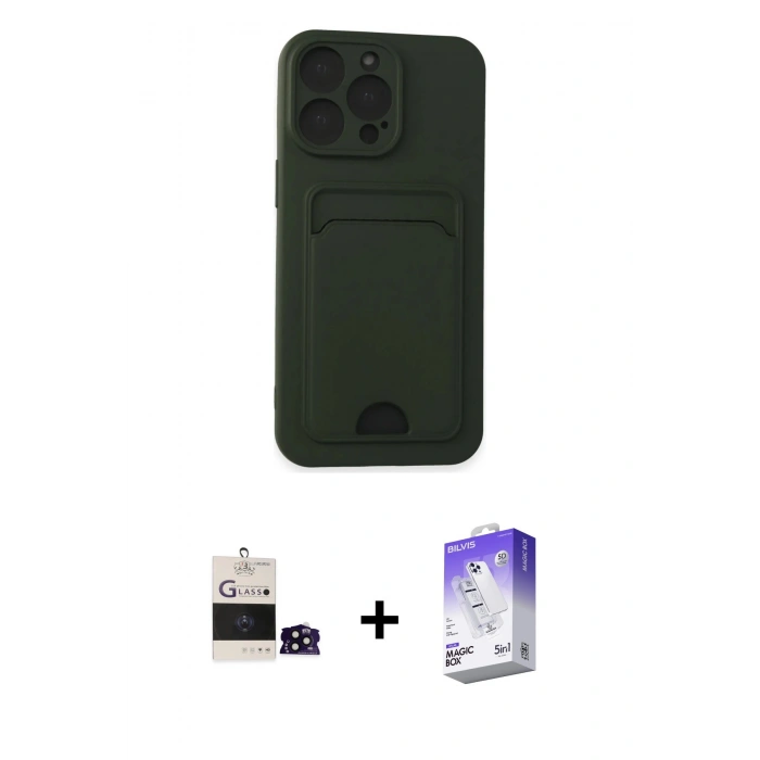 MARSİLYAN™- iPhone 14 Pro Max Kılıf Vadi Çizgi Prime - Siyah Bilvis 5in1 3D Magic Cam Ekran Koruyucu + Bilvis Titan Kamera Lens - SH
