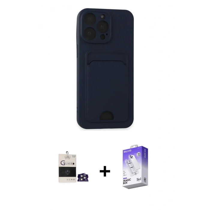 MARSİLYAN™- iPhone 14 Pro Max Kılıf Vadi Çizgi Prime - Siyah Bilvis 5in1 3D Magic Cam Ekran Koruyucu + Bilvis Titan Kamera Lens - GS