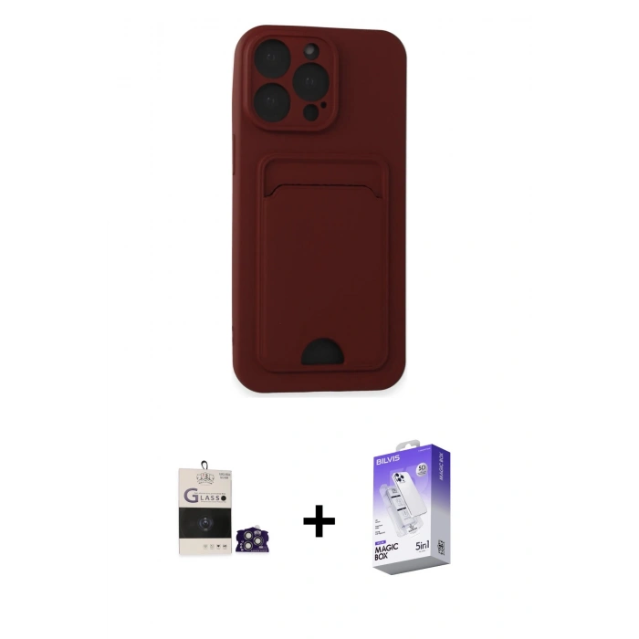 MARSİLYAN™- iPhone 14 Pro Max Kılıf Vadi Çizgi Prime - Siyah Bilvis 5in1 3D Magic Cam Ekran Koruyucu + Bilvis Titan Kamera Lens - GS