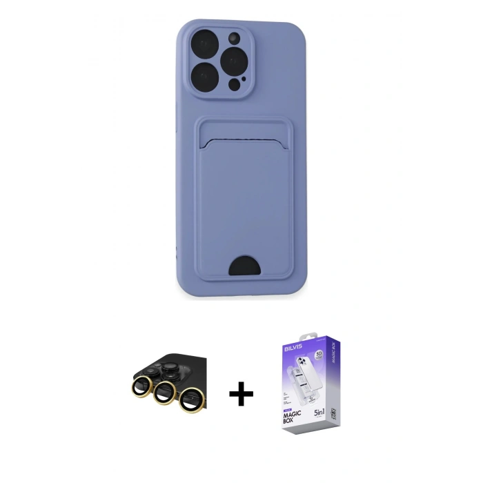 MARSİLYAN™- iPhone 14 Pro Max Kılıf Vadi Çizgi Prime - Siyah Bilvis 5in1 3D Magic Cam Ekran Koruyucu + Raze Metal Kamera Lens - GD