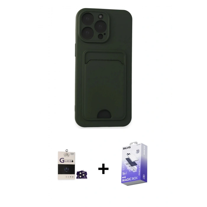 MARSİLYAN™- iPhone 14 Pro Max Kılıf Vadi Çizgi Prime - Siyah Bilvis 5in1 5D Magic Hayalet Cam Ekran Koruyucu + Bilvis Titan Kamera Lens - DNMR