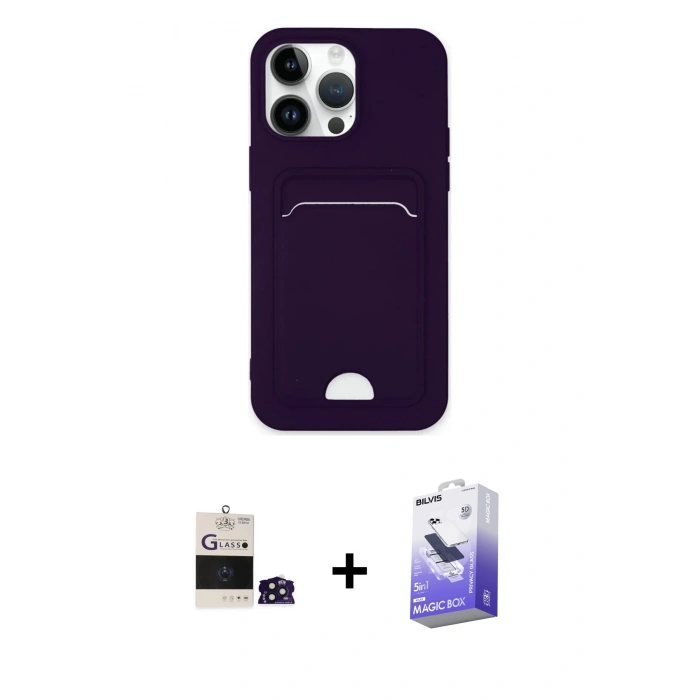 MARSİLYAN™- iPhone 14 Pro Max Kılıf Vadi Çizgi Prime - Siyah Bilvis 5in1 5D Magic Hayalet Cam Ekran Koruyucu + Bilvis Titan Kamera Lens - DNMR