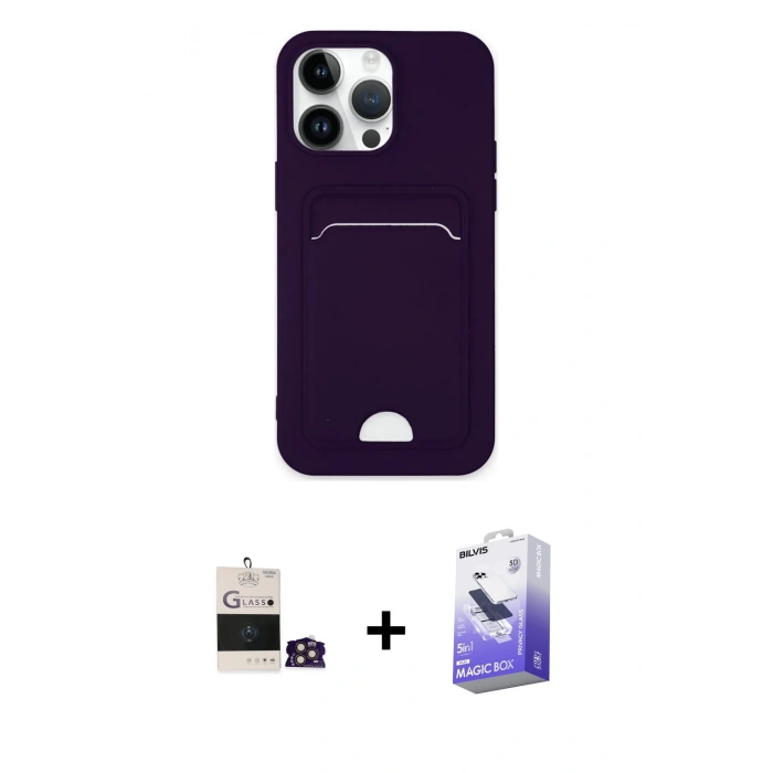 MARSİLYAN™- iPhone 14 Pro Max Kılıf Vadi Çizgi Prime - Siyah Bilvis 5in1 5D Magic Hayalet Cam Ekran Koruyucu + Bilvis Titan Kamera Lens - GD
