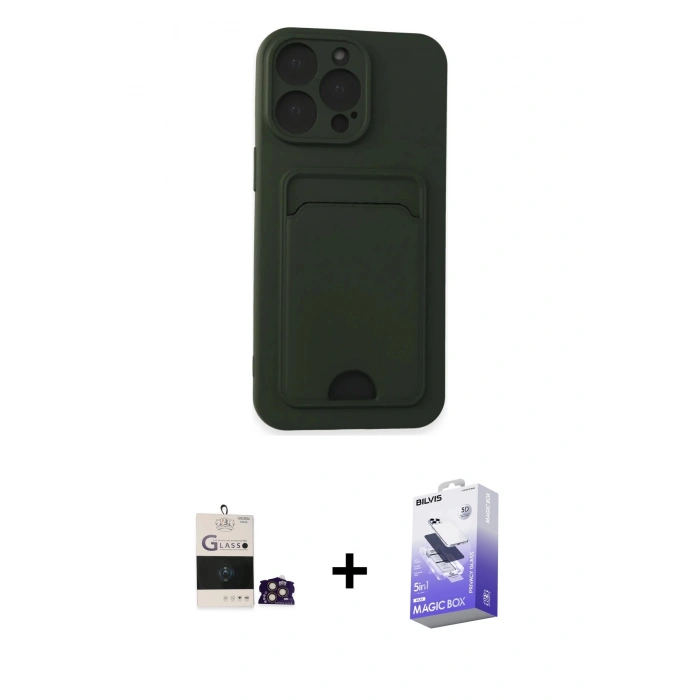 MARSİLYAN™- iPhone 14 Pro Max Kılıf Vadi Çizgi Prime - Siyah Bilvis 5in1 5D Magic Hayalet Cam Ekran Koruyucu + Bilvis Titan Kamera Lens - GD