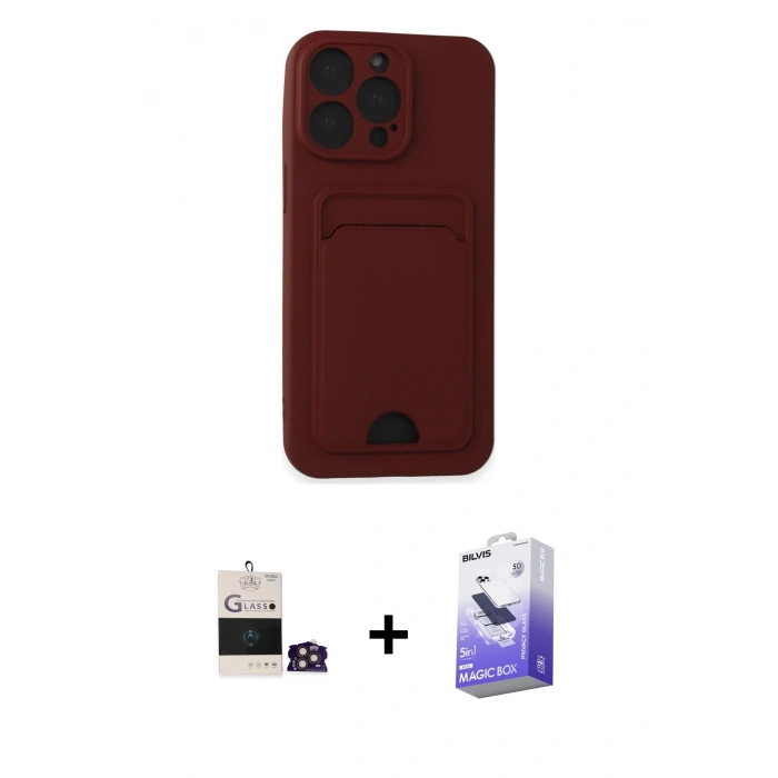 MARSİLYAN™- iPhone 14 Pro Max Kılıf Vadi Çizgi Prime - Siyah Bilvis 5in1 5D Magic Hayalet Cam Ekran Koruyucu + Bilvis Titan Kamera Lens - GD