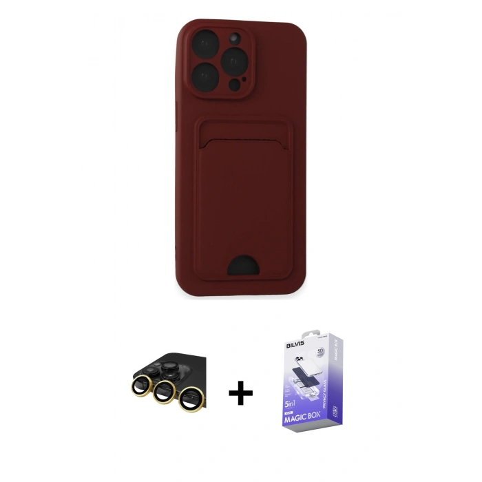 MARSİLYAN™- iPhone 14 Pro Max Kılıf Vadi Çizgi Prime - Siyah Bilvis 5in1 5D Magic Hayalet Cam Ekran Koruyucu + Raze Metal Kamera Lens - GD