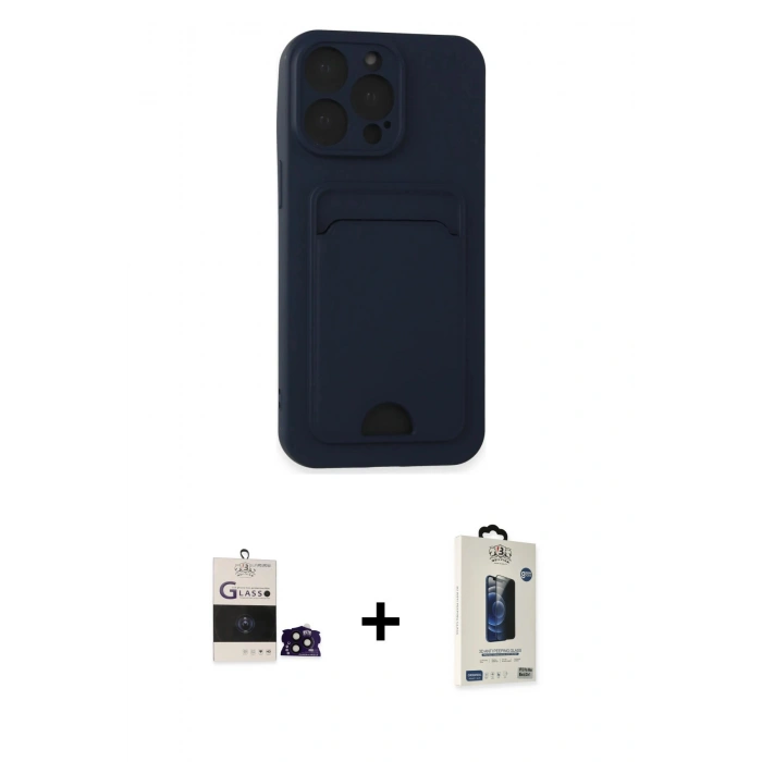 MARSİLYAN™- iPhone 14 Pro Max Kılıf Vadi Çizgi Prime - Siyah Bilvis Hayalet Cam Ekran Koruyucu + Bilvis Titan Kamera Lens - SH