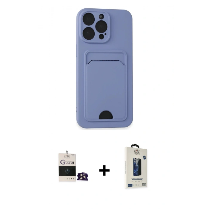 MARSİLYAN™- iPhone 14 Pro Max Kılıf Vadi Çizgi Prime - Siyah Bilvis Hayalet Cam Ekran Koruyucu + Bilvis Titan Kamera Lens - GD