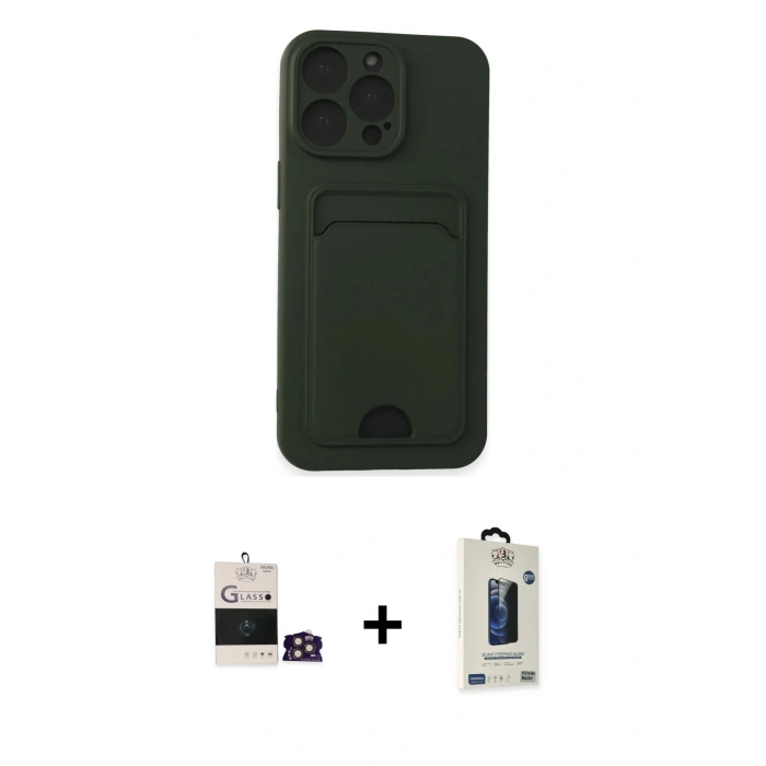 MARSİLYAN™- iPhone 14 Pro Max Kılıf Vadi Çizgi Prime - Siyah Bilvis Hayalet Cam Ekran Koruyucu + Bilvis Titan Kamera Lens - GD