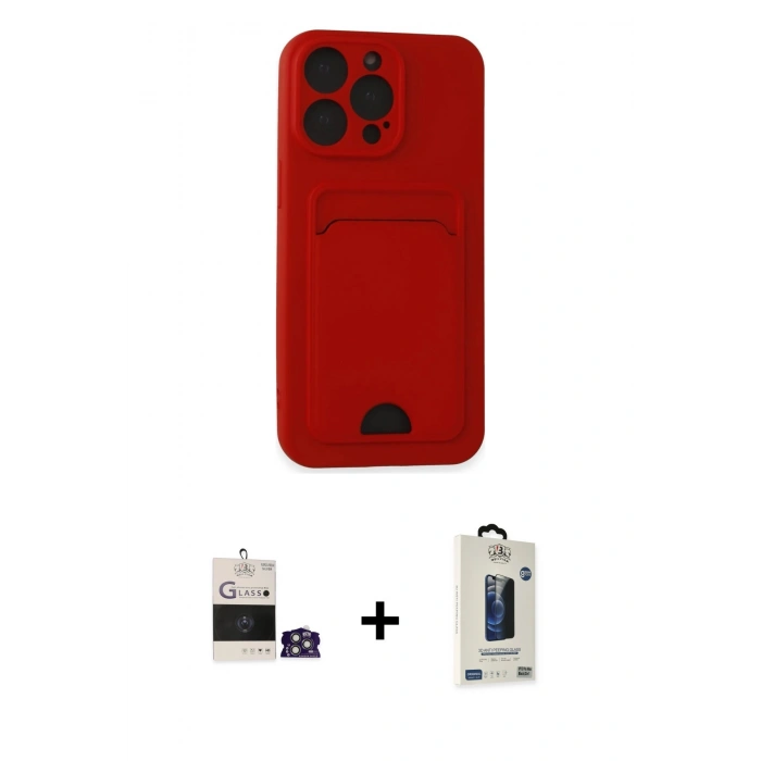 MARSİLYAN™- iPhone 14 Pro Max Kılıf Vadi Çizgi Prime - Siyah Bilvis Hayalet Cam Ekran Koruyucu + Bilvis Titan Kamera Lens - GS