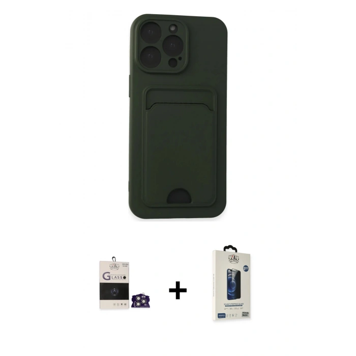 MARSİLYAN™- iPhone 14 Pro Max Kılıf Vadi Çizgi Prime - Siyah Bilvis Hayalet Cam Ekran Koruyucu + Bilvis Titan Kamera Lens - GS