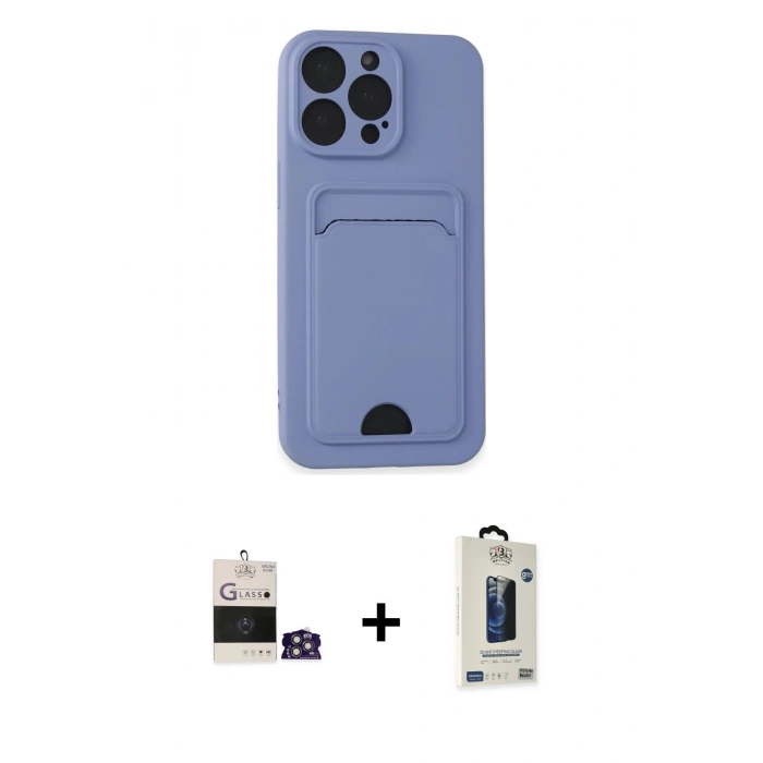 MARSİLYAN™- iPhone 14 Pro Max Kılıf Vadi Çizgi Prime - Siyah Bilvis Hayalet Cam Ekran Koruyucu + Bilvis Titan Kamera Lens - GS