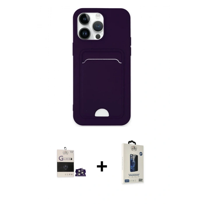 MARSİLYAN™- iPhone 14 Pro Max Kılıf Vadi Çizgi Prime - Siyah Bilvis Hayalet Cam Ekran Koruyucu + Bilvis Titan Kamera Lens - GS