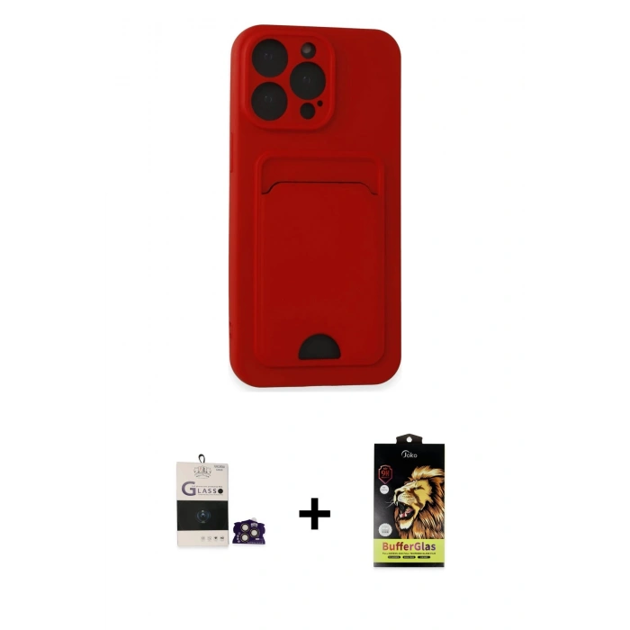 MARSİLYAN™- iPhone 14 Pro Max Kılıf Vadi Çizgi Prime - Siyah Buffer Cam Ekran Koruyucu + Bilvis Titan Kamera Lens - GD