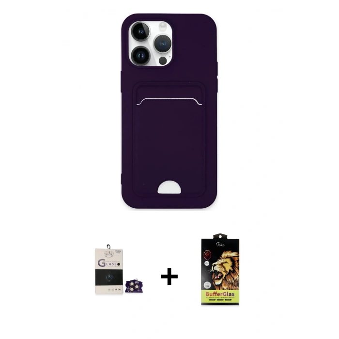 MARSİLYAN™- iPhone 14 Pro Max Kılıf Vadi Çizgi Prime - Siyah Buffer Cam Ekran Koruyucu + Bilvis Titan Kamera Lens - GD