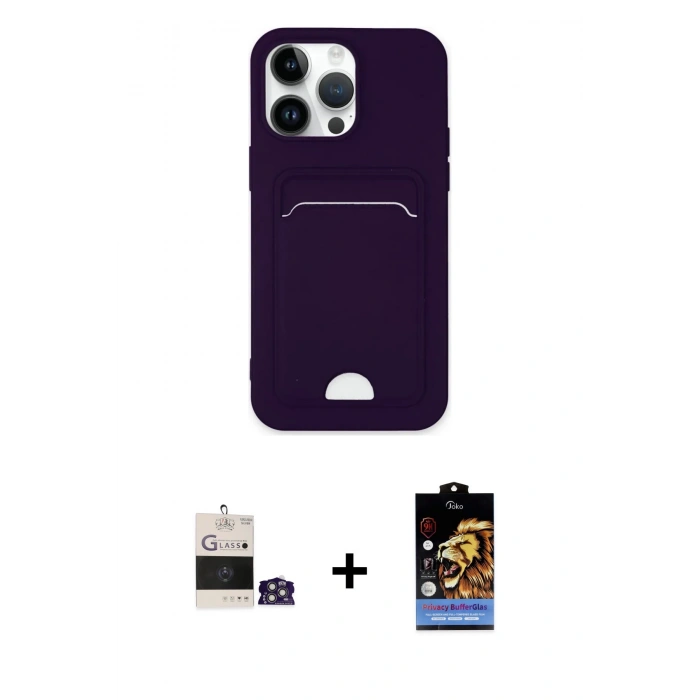 MARSİLYAN™- iPhone 14 Pro Max Kılıf Vadi Çizgi Prime - Siyah Buffer Hayalet Cam Ekran Koruyucu + Bilvis Titan Kamera Lens - GS