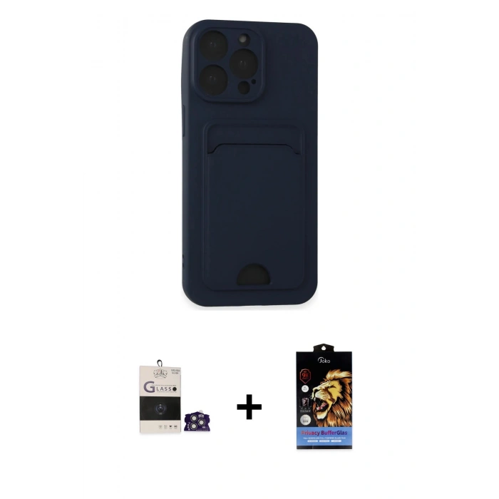 MARSİLYAN™- iPhone 14 Pro Max Kılıf Vadi Çizgi Prime - Siyah Buffer Hayalet Cam Ekran Koruyucu + Bilvis Titan Kamera Lens - GS