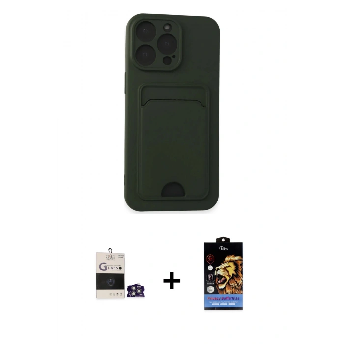 MARSİLYAN™- iPhone 14 Pro Max Kılıf Vadi Çizgi Prime - Siyah Buffer Hayalet Cam Ekran Koruyucu + Bilvis Titan Kamera Lens - GS