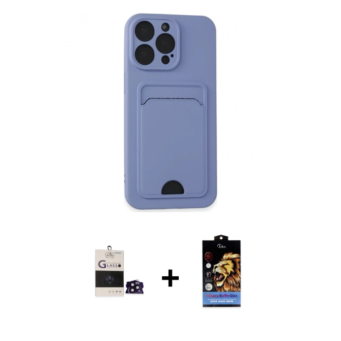 MARSİLYAN™- iPhone 14 Pro Max Kılıf Vadi Çizgi Prime - Siyah Buffer Hayalet Cam Ekran Koruyucu + Bilvis Titan Kamera Lens - SH