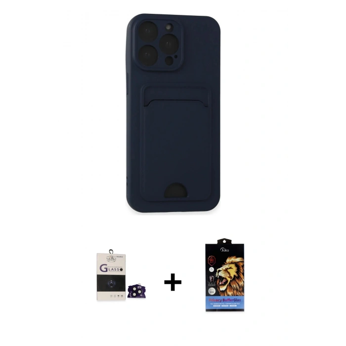 MARSİLYAN™- iPhone 14 Pro Max Kılıf Vadi Çizgi Prime - Siyah Buffer Hayalet Cam Ekran Koruyucu + Bilvis Titan Kamera Lens - SH