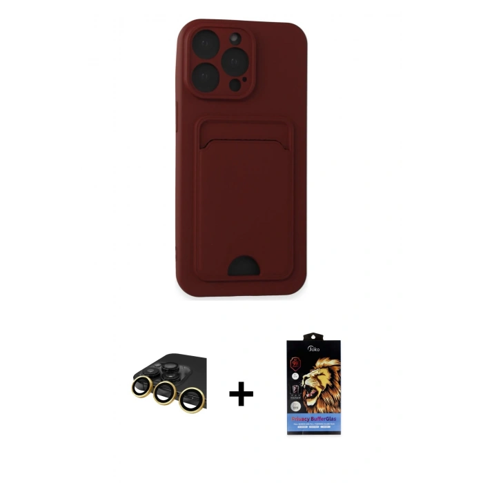 MARSİLYAN™- iPhone 14 Pro Max Kılıf Vadi Çizgi Prime - Siyah Buffer Hayalet Cam Ekran Koruyucu + Raze Metal Kamera Lens - GD