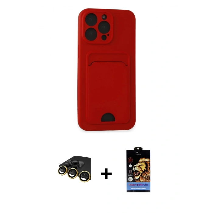 MARSİLYAN™- iPhone 14 Pro Max Kılıf Vadi Çizgi Prime - Siyah Buffer Hayalet Cam Ekran Koruyucu + Raze Metal Kamera Lens - GD