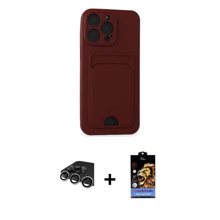 MARSİLYAN™- iPhone 14 Pro Max Kılıf Vadi Çizgi Prime - Siyah Buffer Hayalet Cam Ekran Koruyucu + Raze Metal Kamera Lens - GS