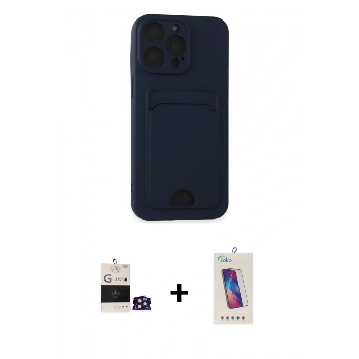 MARSİLYAN™- iPhone 14 Pro Max Kılıf Vadi Çizgi Prime - Siyah Joko 5D Cam + Bilvis Titan Kamera Lens - GD