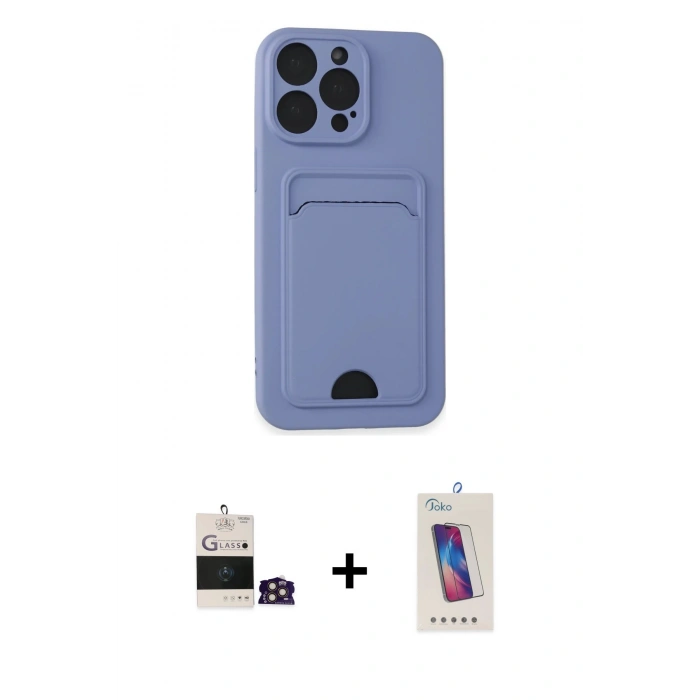 MARSİLYAN™- iPhone 14 Pro Max Kılıf Vadi Çizgi Prime - Siyah Joko 5D Cam + Bilvis Titan Kamera Lens - GD