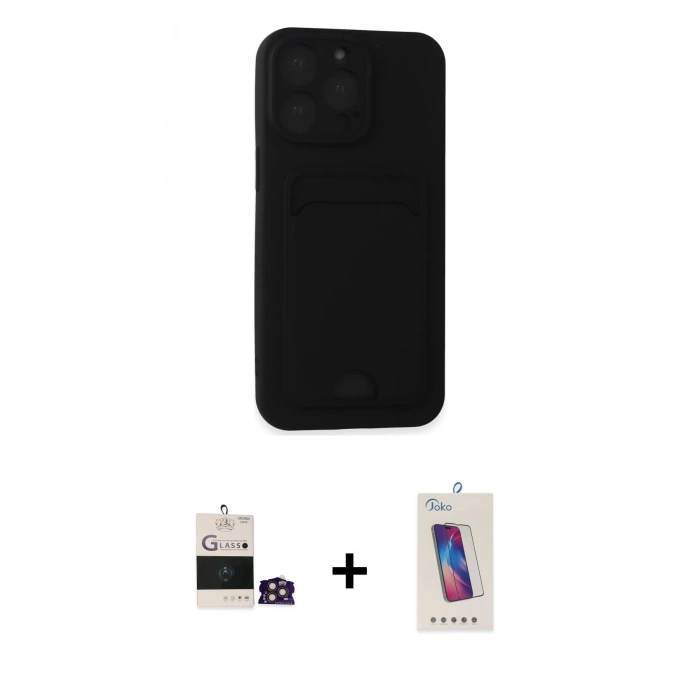 MARSİLYAN™- iPhone 14 Pro Max Kılıf Vadi Çizgi Prime - Siyah Joko 5D Cam + Bilvis Titan Kamera Lens - GD