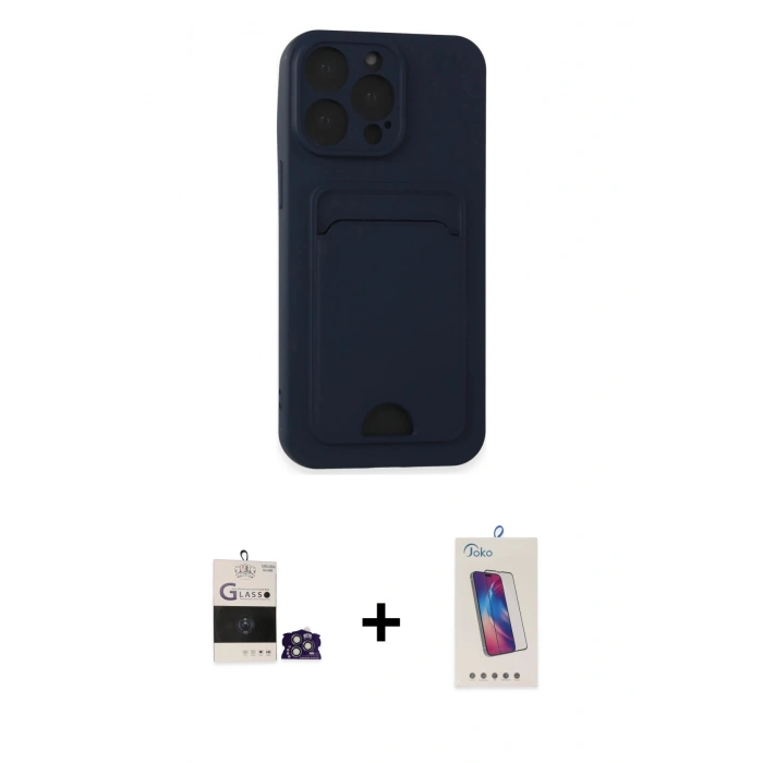 MARSİLYAN™- iPhone 14 Pro Max Kılıf Vadi Çizgi Prime - Siyah Joko 5D Cam + Bilvis Titan Kamera Lens - GS