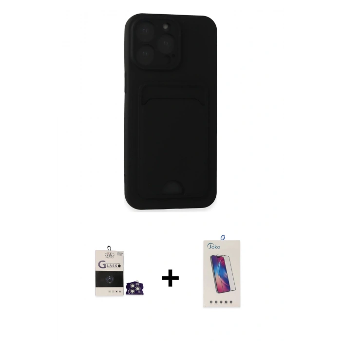 MARSİLYAN™- iPhone 14 Pro Max Kılıf Vadi Çizgi Prime - Siyah Joko 5D Cam + Bilvis Titan Kamera Lens - GS