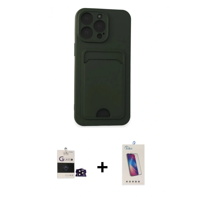 MARSİLYAN™- iPhone 14 Pro Max Kılıf Vadi Çizgi Prime - Siyah Joko 5D Cam + Bilvis Titan Kamera Lens - SH