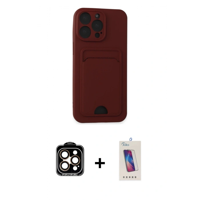 MARSİLYAN™- iPhone 14 Pro Max Kılıf Vadi Çizgi Prime - Siyah Joko 5D Cam + PVD Metal Kamera Lens - TU