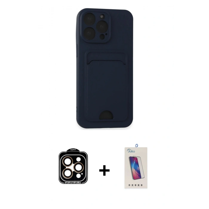 MARSİLYAN™- iPhone 14 Pro Max Kılıf Vadi Çizgi Prime - Siyah Joko 5D Cam + PVD Metal Kamera Lens - TU