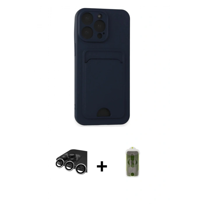 MARSİLYAN™- iPhone 14 Pro Max Kılıf Vadi Çizgi Prime - Siyah Joko Magic 5D Hayalet Cam + Raze Metal Kamera Lens - GS