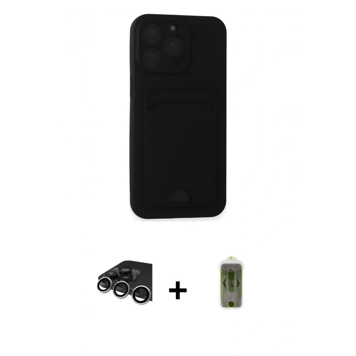 MARSİLYAN™- iPhone 14 Pro Max Kılıf Vadi Çizgi Prime - Siyah Joko Magic 5D Hayalet Cam + Raze Metal Kamera Lens - GS