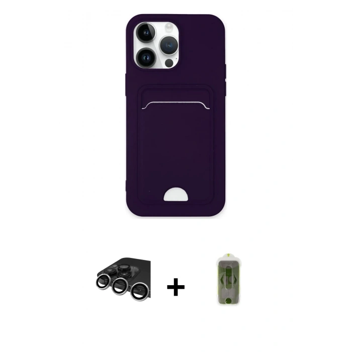 MARSİLYAN™- iPhone 14 Pro Max Kılıf Vadi Çizgi Prime - Siyah Joko Magic 5D Hayalet Cam + Raze Metal Kamera Lens - GS