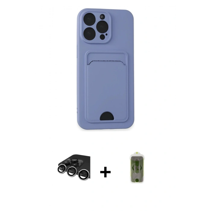 MARSİLYAN™- iPhone 14 Pro Max Kılıf Vadi Çizgi Prime - Siyah Joko Magic 5D Hayalet Cam + Raze Metal Kamera Lens - GS