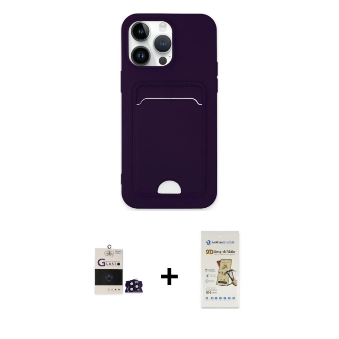 MARSİLYAN™- iPhone 14 Pro Max Kılıf Vadi Çizgi Prime - Siyah Mat Seramik Nano Ekran Koruyucu + Bilvis Titan Kamera Lens - DNMR