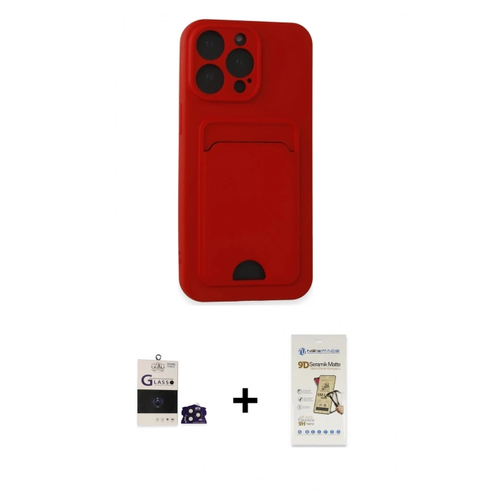 MARSİLYAN™- iPhone 14 Pro Max Kılıf Vadi Çizgi Prime - Siyah Mat Seramik Nano Ekran Koruyucu + Bilvis Titan Kamera Lens - DNMR