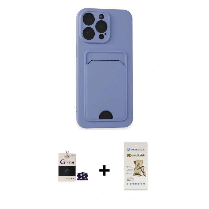 MARSİLYAN™- iPhone 14 Pro Max Kılıf Vadi Çizgi Prime - Siyah Mat Seramik Nano Ekran Koruyucu + Bilvis Titan Kamera Lens - DNMR