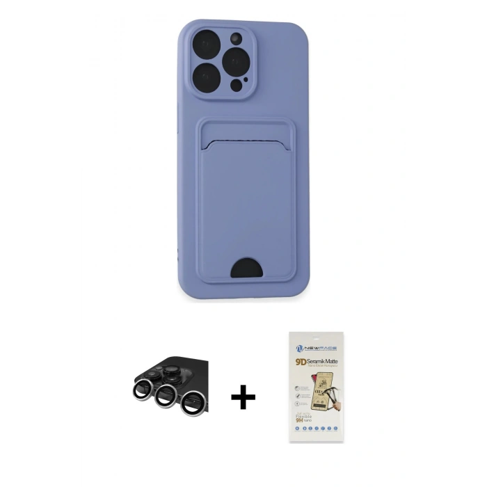 MARSİLYAN™- iPhone 14 Pro Max Kılıf Vadi Çizgi Prime - Siyah Mat Seramik Nano Ekran Koruyucu + Raze Metal Kamera Lens - GS