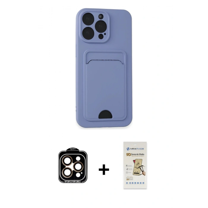 MARSİLYAN™- iPhone 14 Pro Max Kılıf Vadi Çizgi Prime - Siyah Mat Seramik Nano Ekran Koruyucu + PVD Metal Kamera Lens - TU