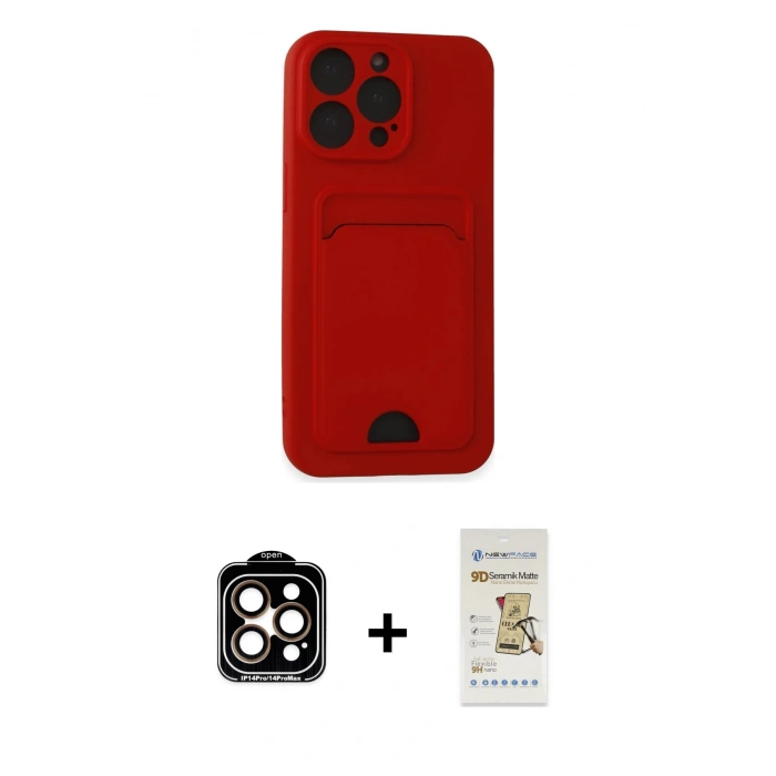 MARSİLYAN™- iPhone 14 Pro Max Kılıf Vadi Çizgi Prime - Siyah Mat Seramik Nano Ekran Koruyucu + PVD Metal Kamera Lens - TU