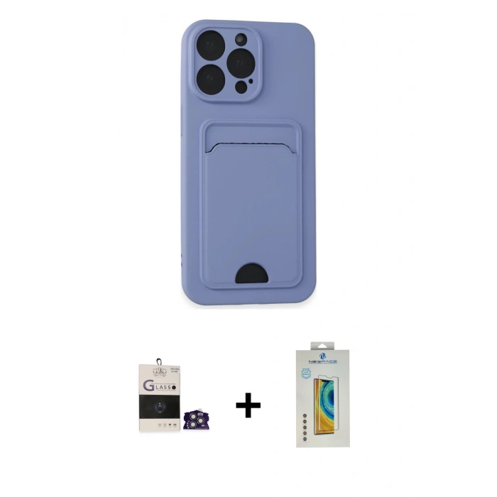 MARSİLYAN™- iPhone 14 Pro Max Kılıf Vadi Çizgi Prime - Siyah Polymer Nano Ekran Koruyucu + Bilvis Titan Kamera Lens - GS